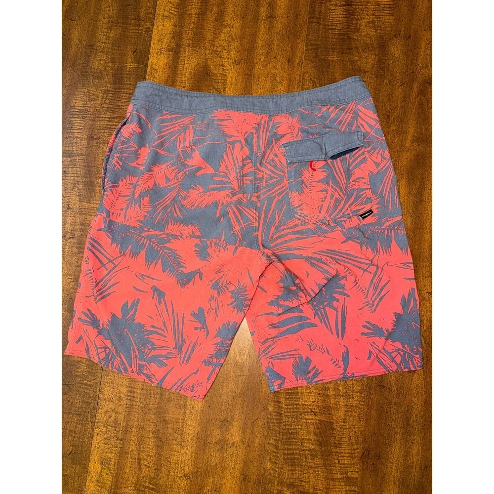 O'neill Board Shorts Mens 32 Striped Red Tropical Beach Swim Trunks Pool Party